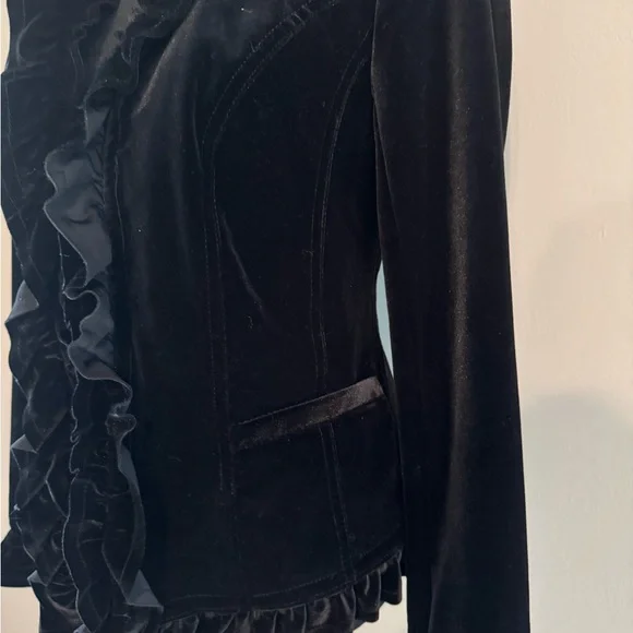 INC International Concepts Black velvet Jacket Sz M - Picture 3 of 7